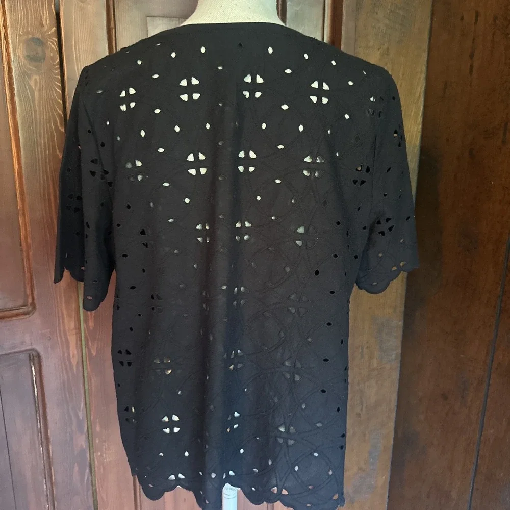 Womens WHO WHAT WEAR TOP EYELET  Blouse SZ Large NOT LINED  , Cotton- EUC